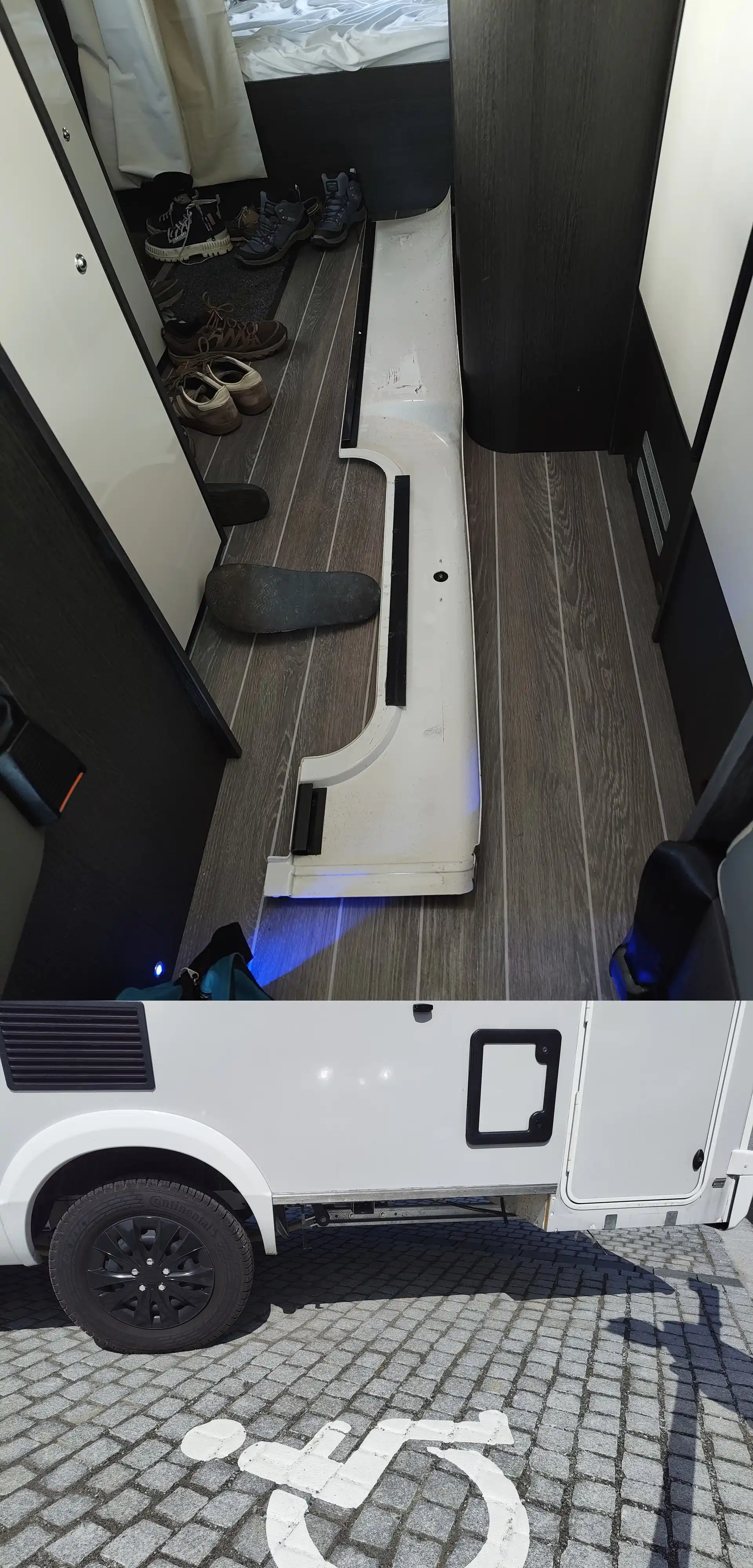 het stuk dat van de mobilhome is gepopt